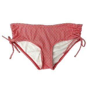 Beach House red & white geodesic circle print mid-rise swim bikini bottoms, 8